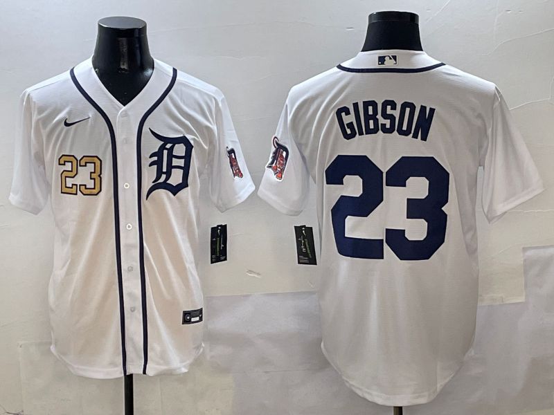 Men Detroit Tigers #23 Gibson White Game Nike 2025 MLB Jersey style 3